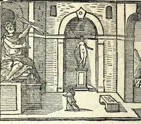 An illustration from Les merueilles de la ville de Rome : ou est traitè des eglises, stations & reliques des corps saints qui y sont : auec la guide qui enseigne aux estrangers à aysement trouuer les choses plus remarquables de Rome : ensemble les noms des papes, empereurs, & autres princes chrestiens (1690)