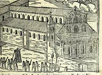 Picture 7 of 52 from Les merueilles de la ville de Rome : ou est traitè des eglises, stations & reliques des corps saints qui y sont : auec la guide qui enseigne aux estrangers à aysement trouuer les choses plus remarquables de Rome : ensemble les noms des papes, empereurs, & autres princes chrestiens (1690), leaf 27