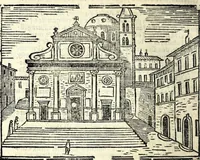 Picture 14 of 52 from Les merueilles de la ville de Rome : ou est traitè des eglises, stations & reliques des corps saints qui y sont : auec la guide qui enseigne aux estrangers à aysement trouuer les choses plus remarquables de Rome : ensemble les noms des papes, empereurs, & autres princes chrestiens (1690), leaf 54