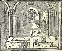 Picture 16 of 52 from Les merueilles de la ville de Rome : ou est traitè des eglises, stations & reliques des corps saints qui y sont : auec la guide qui enseigne aux estrangers à aysement trouuer les choses plus remarquables de Rome : ensemble les noms des papes, empereurs, & autres princes chrestiens (1690), leaf 66