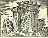 An illustration from Les merueilles de la ville de Rome : ou est traitè des eglises, stations & reliques des corps saints qui y sont : auec la guide qui enseigne aux estrangers à aysement trouuer les choses plus remarquables de Rome : ensemble les noms des papes, empereurs, & autres princes chrestiens (1690)