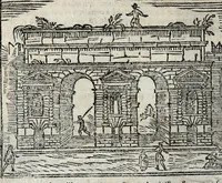 Picture 14 of 33 from Les merveilles de la ville de Rome : ou est traictè des eglises, stations, & reliques des corps saincts, qui y sont. Auec la guide, qui enseigne aux estrangers à aysèment trouuer les choses plus remarquables de Rome. Auec les noms des papes, & empereurs, & autres princes chrestiens. Nouellement corrige, & amplifiè: auec vne addition de tout ce qui s'est fait par le pape Clement huictiesme d'heureuse memoire. Et de la restauration des eglises et chapelles, faictes per N.S. pere le pape Paul cinquiesme. Auec les noms des peintres, & autres choses notables. Auec le sept meruilles du monde, & autres choses notables. Et nouellement orne de plusieurs tres belles figures (1646), leaf 104