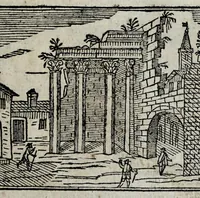 Picture 15 of 33 from Les merveilles de la ville de Rome : ou est traictè des eglises, stations, & reliques des corps saincts, qui y sont. Auec la guide, qui enseigne aux estrangers à aysèment trouuer les choses plus remarquables de Rome. Auec les noms des papes, & empereurs, & autres princes chrestiens. Nouellement corrige, & amplifiè: auec vne addition de tout ce qui s'est fait par le pape Clement huictiesme d'heureuse memoire. Et de la restauration des eglises et chapelles, faictes per N.S. pere le pape Paul cinquiesme. Auec les noms des peintres, & autres choses notables. Auec le sept meruilles du monde, & autres choses notables. Et nouellement orne de plusieurs tres belles figures (1646), leaf 111