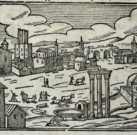 Picture 25 of 33 from Les merveilles de la ville de Rome : ou est traictè des eglises, stations, & reliques des corps saincts, qui y sont. Auec la guide, qui enseigne aux estrangers à aysèment trouuer les choses plus remarquables de Rome. Auec les noms des papes, & empereurs, & autres princes chrestiens. Nouellement corrige, & amplifiè: auec vne addition de tout ce qui s'est fait par le pape Clement huictiesme d'heureuse memoire. Et de la restauration des eglises et chapelles, faictes per N.S. pere le pape Paul cinquiesme. Auec les noms des peintres, & autres choses notables. Auec le sept meruilles du monde, & autres choses notables. Et nouellement orne de plusieurs tres belles figures (1646), leaf 180
