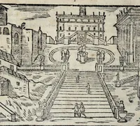 Picture 29 of 33 from Les merveilles de la ville de Rome : ou est traictè des eglises, stations, & reliques des corps saincts, qui y sont. Auec la guide, qui enseigne aux estrangers à aysèment trouuer les choses plus remarquables de Rome. Auec les noms des papes, & empereurs, & autres princes chrestiens. Nouellement corrige, & amplifiè: auec vne addition de tout ce qui s'est fait par le pape Clement huictiesme d'heureuse memoire. Et de la restauration des eglises et chapelles, faictes per N.S. pere le pape Paul cinquiesme. Auec les noms des peintres, & autres choses notables. Auec le sept meruilles du monde, & autres choses notables. Et nouellement orne de plusieurs tres belles figures (1646), leaf 192