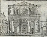 Picture 10 of 33 from Les merveilles de la ville de Rome : ou est traictè des eglises, stations, & reliques des corps saincts, qui y sont. Auec la guide, qui enseigne aux estrangers à aysèment trouuer les choses plus remarquables de Rome. Auec les noms des papes, & empereurs, & autres princes chrestiens. Nouellement corrige, & amplifiè: auec vne addition de tout ce qui s'est fait par le pape Clement huictiesme d'heureuse memoire. Et de la restauration des eglises et chapelles, faictes per N.S. pere le pape Paul cinquiesme. Auec les noms des peintres, & autres choses notables. Auec le sept meruilles du monde, & autres choses notables. Et nouellement orne de plusieurs tres belles figures (1646), leaf 62