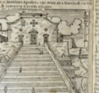 Picture 11 of 33 from Les merveilles de la ville de Rome : ou est traictè des eglises, stations, & reliques des corps saincts, qui y sont. Auec la guide, qui enseigne aux estrangers à aysèment trouuer les choses plus remarquables de Rome. Auec les noms des papes, & empereurs, & autres princes chrestiens. Nouellement corrige, & amplifiè: auec vne addition de tout ce qui s'est fait par le pape Clement huictiesme d'heureuse memoire. Et de la restauration des eglises et chapelles, faictes per N.S. pere le pape Paul cinquiesme. Auec les noms des peintres, & autres choses notables. Auec le sept meruilles du monde, & autres choses notables. Et nouellement orne de plusieurs tres belles figures (1646), leaf 68