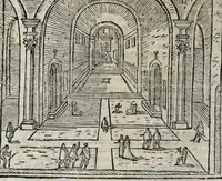 Picture 13 of 33 from Les merveilles de la ville de Rome : ou est traictè des eglises, stations, & reliques des corps saincts, qui y sont. Auec la guide, qui enseigne aux estrangers à aysèment trouuer les choses plus remarquables de Rome. Auec les noms des papes, & empereurs, & autres princes chrestiens. Nouellement corrige, & amplifiè: auec vne addition de tout ce qui s'est fait par le pape Clement huictiesme d'heureuse memoire. Et de la restauration des eglises et chapelles, faictes per N.S. pere le pape Paul cinquiesme. Auec les noms des peintres, & autres choses notables. Auec le sept meruilles du monde, & autres choses notables. Et nouellement orne de plusieurs tres belles figures (1646), leaf 82