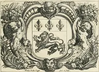 An illustration from Le soleil au signe du Lyon : d'ou quelques paralleles sont tirez avec le tres-chrestien, tres-iuste, & tres-victorieux monarque Louys XIII. roy de France & de Nauarre, en son entree triomphante dans sa ville de Lyon : ensemble un sommaire recit de tout ce qui s'est passé de remarquable en ladite entree de sa majesté, & de la plus illustre princesse de la terre, Anne d'Austriche, royne de France & de Nauarre, dans ladite ville de Lyon le 11. Decembre 1622 (1623)