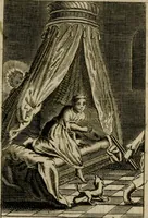 An illustration from Les pieux sentimens d'une ame chrestienne : exposez sous des emblesmes familiers, tirez de l'Ecriture Sainte : divisez en trois parties : la premiere traite des larmes & soûpirs de la penitence, la seconde, des desirs de l'ame juste, la troisième, des soûpirs d'une ame convertie en Dieu : traduction nouvelle, avec des figures (1692)