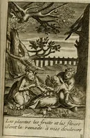 An illustration from Les pieux sentimens d'une ame chrestienne : exposez sous des emblesmes familiers, tirez de l'Ecriture Sainte : divisez en trois parties : la premiere traite des larmes & soûpirs de la penitence, la seconde, des desirs de l'ame juste, la troisième, des soûpirs d'une ame convertie en Dieu : traduction nouvelle, avec des figures (1692)