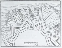 Picture 41 of 45 from Les practiques du sieur Fabre, sur lordre et reigle de fortifier, garder, attaquer, et defendre les places : auec vn facile moyen pour leuer touttes sortes de plans, tant des places et des bastimens, que de la campaigne pour les cartes (1629), leaf 205