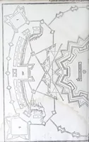 Picture 44 of 45 from Les practiques du sieur Fabre, sur lordre et reigle de fortifier, garder, attaquer, et defendre les places : auec vn facile moyen pour leuer touttes sortes de plans, tant des places et des bastimens, que de la campaigne pour les cartes (1629), leaf 214