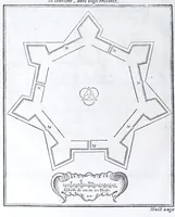 Picture 17 of 45 from Les practiques du sieur Fabre, sur lordre et reigle de fortifier, garder, attaquer, et defendre les places : auec vn facile moyen pour leuer touttes sortes de plans, tant des places et des bastimens, que de la campaigne pour les cartes (1629), leaf 60