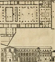 Picture 87 of 285 from Les quatre liures de l'architecture d'André Palladio : mis en françois : dans lesquels, après vn petit traitté des cinq ordres, auec quelques-vnes des plus necessaires obseruations pour bien bastir, il parle de la construction des maisons particulieres, des grands chemins, des ponts, des places publiques, des xystes, des basiliques, & des temples (1650), leaf 105