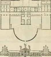 Picture 106 of 285 from Les quatre liures de l'architecture d'André Palladio : mis en françois : dans lesquels, après vn petit traitté des cinq ordres, auec quelques-vnes des plus necessaires obseruations pour bien bastir, il parle de la construction des maisons particulieres, des grands chemins, des ponts, des places publiques, des xystes, des basiliques, & des temples (1650), leaf 127