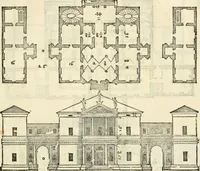Picture 107 of 285 from Les quatre liures de l'architecture d'André Palladio : mis en françois : dans lesquels, après vn petit traitté des cinq ordres, auec quelques-vnes des plus necessaires obseruations pour bien bastir, il parle de la construction des maisons particulieres, des grands chemins, des ponts, des places publiques, des xystes, des basiliques, & des temples (1650), leaf 128