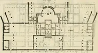 An illustration from Les quatre liures de l'architecture d'André Palladio : mis en françois : dans lesquels, après vn petit traitté des cinq ordres, auec quelques-vnes des plus necessaires obseruations pour bien bastir, il parle de la construction des maisons particulieres, des grands chemins, des ponts, des places publiques, des xystes, des basiliques, & des temples (1650)