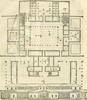 Picture 129 of 285 from Les quatre liures de l'architecture d'André Palladio : mis en françois : dans lesquels, après vn petit traitté des cinq ordres, auec quelques-vnes des plus necessaires obseruations pour bien bastir, il parle de la construction des maisons particulieres, des grands chemins, des ponts, des places publiques, des xystes, des basiliques, & des temples (1650), leaf 146