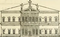 Picture 134 of 285 from Les quatre liures de l'architecture d'André Palladio : mis en françois : dans lesquels, après vn petit traitté des cinq ordres, auec quelques-vnes des plus necessaires obseruations pour bien bastir, il parle de la construction des maisons particulieres, des grands chemins, des ponts, des places publiques, des xystes, des basiliques, & des temples (1650), leaf 150