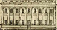 An illustration from Les quatre liures de l'architecture d'André Palladio : mis en françois : dans lesquels, après vn petit traitté des cinq ordres, auec quelques-vnes des plus necessaires obseruations pour bien bastir, il parle de la construction des maisons particulieres, des grands chemins, des ponts, des places publiques, des xystes, des basiliques, & des temples (1650)