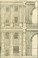 Picture 164 of 285 from Les quatre liures de l'architecture d'André Palladio : mis en françois : dans lesquels, après vn petit traitté des cinq ordres, auec quelques-vnes des plus necessaires obseruations pour bien bastir, il parle de la construction des maisons particulieres, des grands chemins, des ponts, des places publiques, des xystes, des basiliques, & des temples (1650), leaf 190