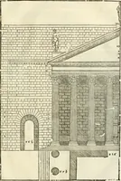 Picture 180 of 285 from Les quatre liures de l'architecture d'André Palladio : mis en françois : dans lesquels, après vn petit traitté des cinq ordres, auec quelques-vnes des plus necessaires obseruations pour bien bastir, il parle de la construction des maisons particulieres, des grands chemins, des ponts, des places publiques, des xystes, des basiliques, & des temples (1650), leaf 216