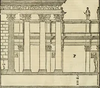 Picture 191 of 285 from Les quatre liures de l'architecture d'André Palladio : mis en françois : dans lesquels, après vn petit traitté des cinq ordres, auec quelques-vnes des plus necessaires obseruations pour bien bastir, il parle de la construction des maisons particulieres, des grands chemins, des ponts, des places publiques, des xystes, des basiliques, & des temples (1650), leaf 229