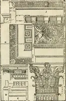 Picture 207 of 285 from Les quatre liures de l'architecture d'André Palladio : mis en françois : dans lesquels, après vn petit traitté des cinq ordres, auec quelques-vnes des plus necessaires obseruations pour bien bastir, il parle de la construction des maisons particulieres, des grands chemins, des ponts, des places publiques, des xystes, des basiliques, & des temples (1650), leaf 245
