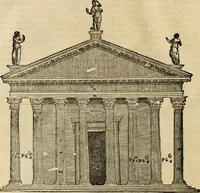 An illustration from Les quatre liures de l'architecture d'André Palladio : mis en françois : dans lesquels, après vn petit traitté des cinq ordres, auec quelques-vnes des plus necessaires obseruations pour bien bastir, il parle de la construction des maisons particulieres, des grands chemins, des ponts, des places publiques, des xystes, des basiliques, & des temples (1650)