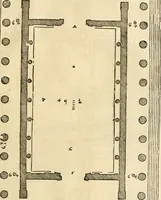 Picture 226 of 285 from Les quatre liures de l'architecture d'André Palladio : mis en françois : dans lesquels, après vn petit traitté des cinq ordres, auec quelques-vnes des plus necessaires obseruations pour bien bastir, il parle de la construction des maisons particulieres, des grands chemins, des ponts, des places publiques, des xystes, des basiliques, & des temples (1650), leaf 268
