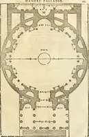 Picture 230 of 285 from Les quatre liures de l'architecture d'André Palladio : mis en françois : dans lesquels, après vn petit traitté des cinq ordres, auec quelques-vnes des plus necessaires obseruations pour bien bastir, il parle de la construction des maisons particulieres, des grands chemins, des ponts, des places publiques, des xystes, des basiliques, & des temples (1650), leaf 276