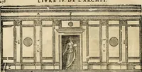 Picture 237 of 285 from Les quatre liures de l'architecture d'André Palladio : mis en françois : dans lesquels, après vn petit traitté des cinq ordres, auec quelques-vnes des plus necessaires obseruations pour bien bastir, il parle de la construction des maisons particulieres, des grands chemins, des ponts, des places publiques, des xystes, des basiliques, & des temples (1650), leaf 283