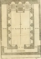 An illustration from Les quatre liures de l'architecture d'André Palladio : mis en françois : dans lesquels, après vn petit traitté des cinq ordres, auec quelques-vnes des plus necessaires obseruations pour bien bastir, il parle de la construction des maisons particulieres, des grands chemins, des ponts, des places publiques, des xystes, des basiliques, & des temples (1650)