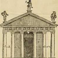 An illustration from Les quatre liures de l'architecture d'André Palladio : mis en françois : dans lesquels, après vn petit traitté des cinq ordres, auec quelques-vnes des plus necessaires obseruations pour bien bastir, il parle de la construction des maisons particulieres, des grands chemins, des ponts, des places publiques, des xystes, des basiliques, & des temples (1650)