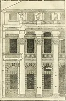 An illustration from Les quatre liures de l'architecture d'André Palladio : mis en françois : dans lesquels, après vn petit traitté des cinq ordres, auec quelques-vnes des plus necessaires obseruations pour bien bastir, il parle de la construction des maisons particulieres, des grands chemins, des ponts, des places publiques, des xystes, des basiliques, & des temples (1650)