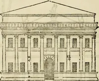 An illustration from Les quatre liures de l'architecture d'André Palladio : mis en françois : dans lesquels, après vn petit traitté des cinq ordres, auec quelques-vnes des plus necessaires obseruations pour bien bastir, il parle de la construction des maisons particulieres, des grands chemins, des ponts, des places publiques, des xystes, des basiliques, & des temples (1650)