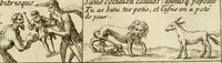 An illustration from Les qvantitez disposeés par table et par figvre en taille douce : ouvrage où on se sert utilement des lieux de rhetorique, pour rendre plus facile l'intelligence des exemples en vers latins, qui y sont employez, & confirmez par plusieurs emblêmes, devises, enigmes, fables, histoires & allusions à divers proverbes, afin de les mieux retenir, & de ne regler pas moins les murs que le jugement (1572)
