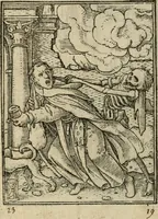An illustration from Les simulachres & historiees faces de la mort, avtant elegammet pourtraictes, que artificiellement imaginées (1547)