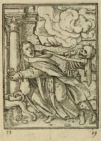 An illustration from Les simulachres & historiees faces de la mort, avtant elegammet pourtraictes, que artificiellement imaginées (1547)