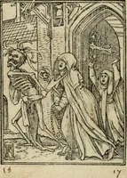 An illustration from Les simulachres & historiees faces de la mort, avtant elegammet pourtraictes, que artificiellement imaginées (1547)