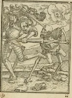 An illustration from Les simulachres & historiees faces de la mort, avtant elegammet pourtraictes, que artificiellement imaginées (1547)