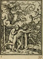 An illustration from Les simulachres & historiees faces de la mort, avtant elegammet pourtraictes, que artificiellement imaginées (1547)