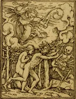 An illustration from Les simulachres & historiees faces de la mort, autant elegamme[n]t pourtraictes, que artificiellement imaginées (1538)