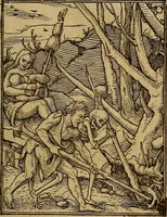 An illustration from Les simulachres & historiees faces de la mort, autant elegamme[n]t pourtraictes, que artificiellement imaginées (1538)