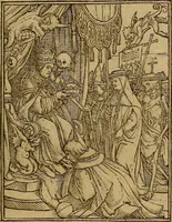 An illustration from Les simulachres & historiees faces de la mort, autant elegamme[n]t pourtraictes, que artificiellement imaginées (1538)