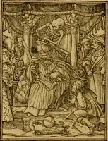 An illustration from Les simulachres & historiees faces de la mort, autant elegamme[n]t pourtraictes, que artificiellement imaginées (1538)