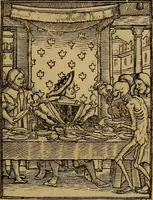 An illustration from Les simulachres & historiees faces de la mort, autant elegamme[n]t pourtraictes, que artificiellement imaginées (1538)