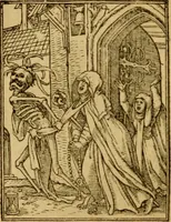 An illustration from Les simulachres & historiees faces de la mort, autant elegamme[n]t pourtraictes, que artificiellement imaginées (1538)