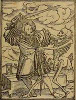 An illustration from Les simulachres & historiees faces de la mort, autant elegamme[n]t pourtraictes, que artificiellement imaginées (1538)